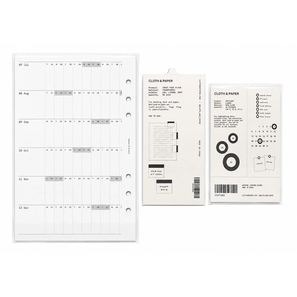 Cloth & Paper Accordion 2026 at a Glance, Index Page Flags & Spotlight Stickers